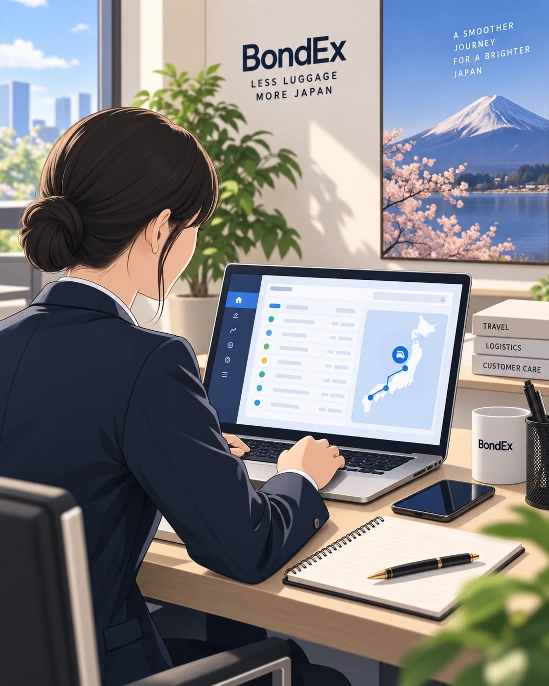 配送状況を確認する BondEx の担当者